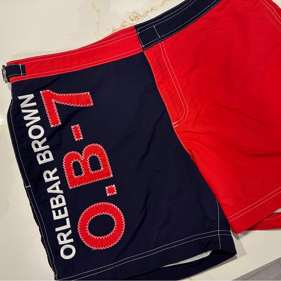 Orlebar Brown Men's Swim Shorts - Navy and Red